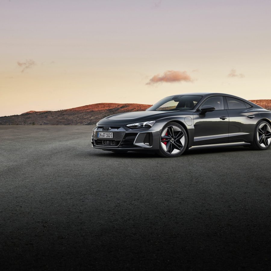 Side angle of a black 2023 Audi e-tron gt