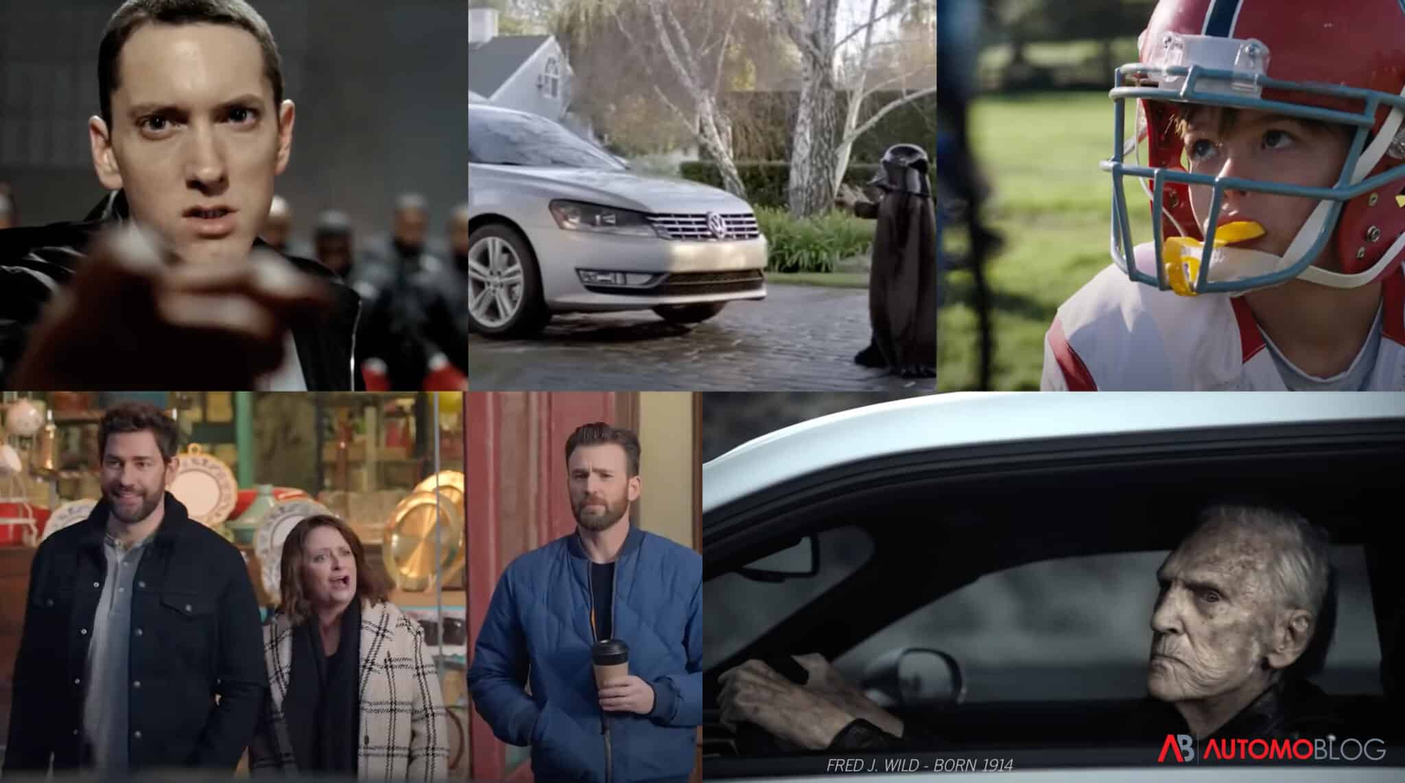 Screenshots of the best super bowl car ads.
